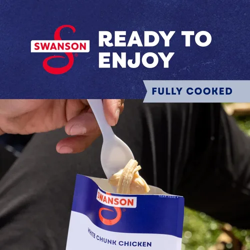 Vista 5 de Swanson Lemon y Pimienta Molida Gruesa Pollo Blanco en Trozos Totalmente Cocinado, Listo para Comer, Comidas Simples para Llevar, Bolsa de 2.6 oz