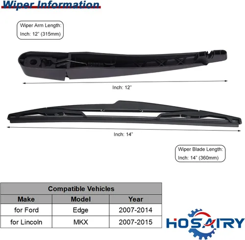 Vista 2 de Juego de limpiaparabrisas trasero para Ford Edge 2007-2014, para Lincoln MKX 2007-2015, para Dodge Grand Caravan 2008-2010, para Chrysler Town &