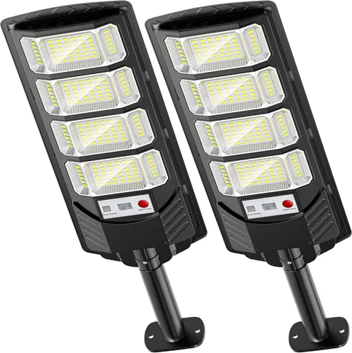 Vista 10 de Luces solares al aire libre, luz de inundación de 168 LED 6500K del atardecer al amanecer, luces solares para exteriores de 8 lados con sensor