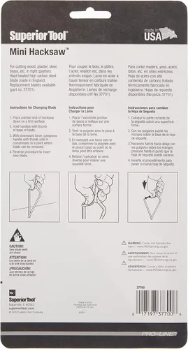 Vista 5 de Superior Tool 37700 Mini sierra para metales con hoja de acero de 6 pulgadas, 32 dientes por pulgada, color rojo