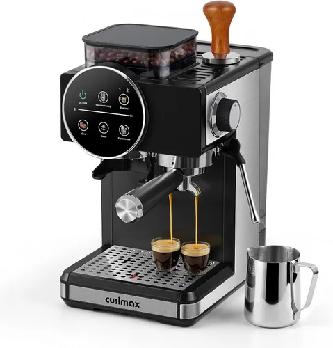 Vista 10 de Máquina de café expreso con molinillo, 20 bares, máquinas de café expresso profesional con espumador de leche, máquina de café expreso con tanque
