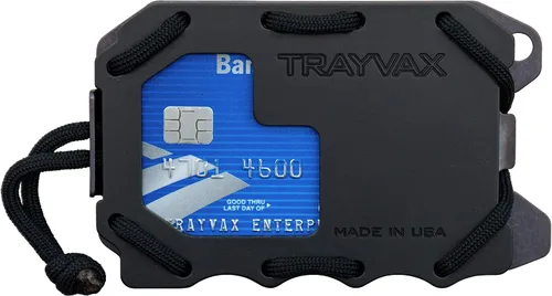 Trayvax Cartera de metal delgada original 2.0 para hombre, perfil de bolsillo frontal con bloqueo RFID, diseño táctico multifuncional de aluminio,