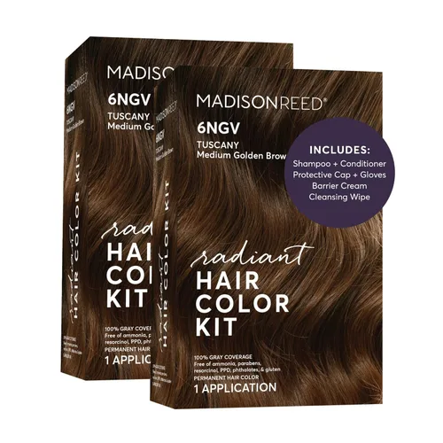 Vista 70 de Madison Reed - Kit de tinte radiante para el cabello, tinte permanente para el cabello, 100 % cobertura de canas, sin amoníaco, castaño Sondrio