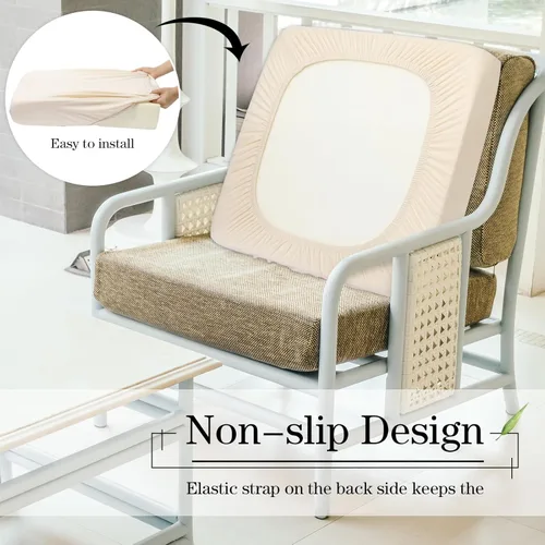 Vista 5 de Newwiee 8 piezas de fundas para cojín de patio, fundas de cojín elásticas de repuesto para muebles de patio, sofá o sofá cama, fundas protectoras