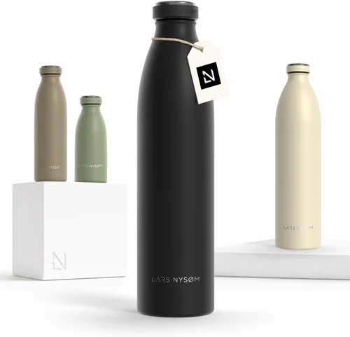 Vista 93 de LARS NYSØM Botella de agua aislada de acero inoxidable de 12 onzas, 17 onzas, 25 onzas, 34 onzas, 51 onzas, frasco térmico aislado para bebidas