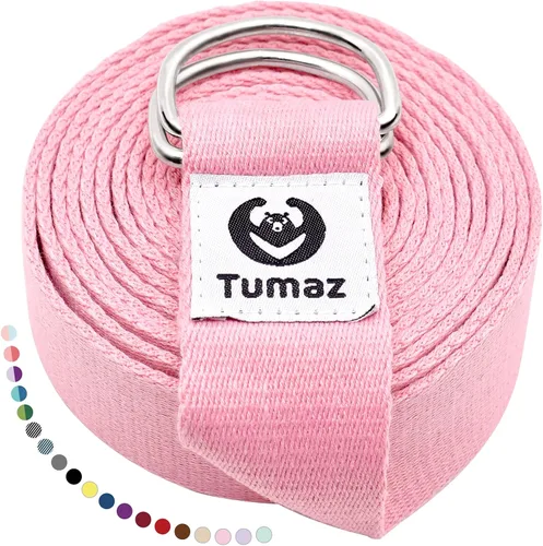 Vista 12 de Tumaz Yoga Strap/Stretch Bands [15+ Colors, 6/8/10 Feet Options] with Extra Safe Adjustable D-Ring Buckle, Durable and Comfy Delicate Texture - Best