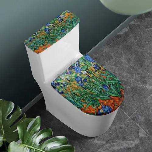 Vista 74 de Flashideas Juego de cubierta para tanque y tapa de inodoro con estampados de patas de perro coloridas - Elástico, se adapta a la mayoría de tanques