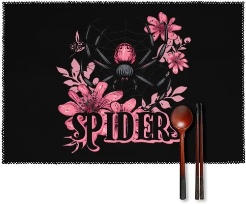Spider Spiders Placemats Set of 6 Resistant Table Mats Washable Place Mats for Dinner Party Table Decoration