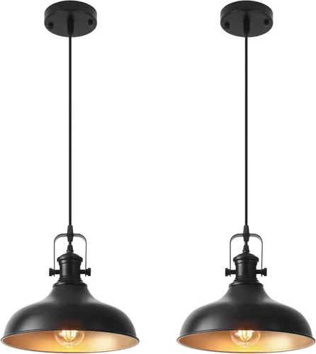 Vista 12 de Black Farmhouse Pendant Lights Kitchen Island, 11.41" Kitchen Pendant Lighting, Vintage Industrial Pendant Light,Island Lights for Kitchen Dining