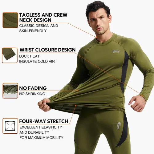 Vista 2 de CL convallaria Thermal Underwear Long Johns Set Mens Winter Hunting Gear Sport Base Layer Bottom Top XS-4XL