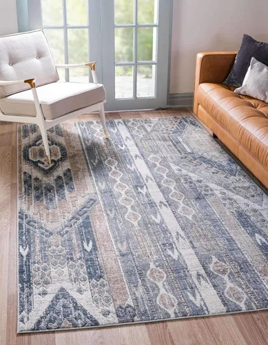 Vista 20 de Unique Loom Portland Collection Southwestern - Alfombra de área a rayas tono sobre tono (2 pies 2 pulgadas x 3 pies, rectangular, blanco/negro)