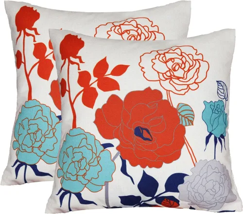 Vista 8 de sykting - Juego de 2 fundas de almohada de lino y algodón para sofá, 7.1 x 7.1 pulgadas, serie de pájaros y flores