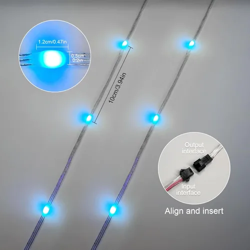 Vista 2 de Luces de Cadena de Hadas Super RGB WS2812B Direccionables Individualmente RGB IC, Alambre de PVC 5m 50LEDs DC5V/2A para Decoración de Hogar Jardín