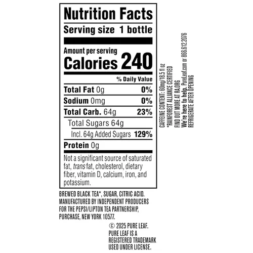 Vista 2 de Pure Leaf Té helado, té extra dulce, té real preparado, botellas de 18.5 onzas líquidas (paquete de 12)