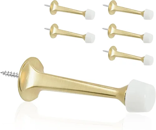 Vista 7 de Paquete de 16 topes rígidos sólidos para puerta, protectores de pared resistentes con puntas de goma suave, níquel satinado