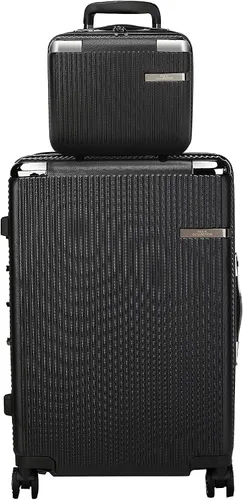 MKF colección de equipaje diseñado con una armadura de esquina de aluminio de policarbonato moda Spinner de viaje Hardshell maleta ligera Negro