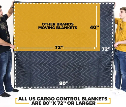 Vista 4 de US Cargo Control Mantas para mudanzas, 80 pulgadas de largo por 72 pulgadas de ancho, hechas con algodón reciclado, mantas de un solo uso