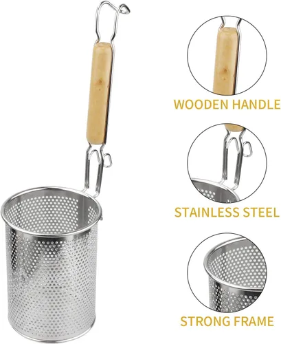 Vista 2 de MyLifeUNIT Cuchara coladora de espagueti, colador de alimentos de acero inoxidable con asa, 4.4 x 4.6 x 14.7 pulgadas