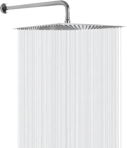 Vista 6 de NearMoon - Cabezal de regadera de lluvia cuadrado con brazo extensible, grande, de acero inoxidable, cascada, cobertura de cuerpo completo