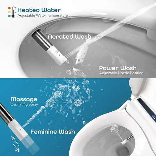 Vista 4 de BidetMate Accesorio de bidé térmico serie 2000 para inodoro con agua calentada ilimitada, control remoto inalámbrico, desodorante y secadora de aire