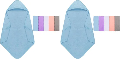 Vista 7 de Orighty Toalla de baño con capucha para bebé con cinco manoplas, toalla de baño supersuave de 28 x 28 pulgadas con capucha para bebés, bebés