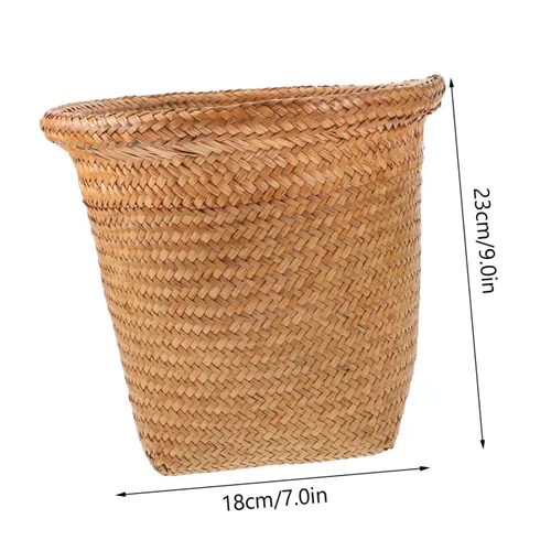 Vista 9 de NUOBESTY Bote de basura de mimbre, cesta de basura de ratán, macetas de jacinto, cesta de almacenamiento tejida para oficina en casa