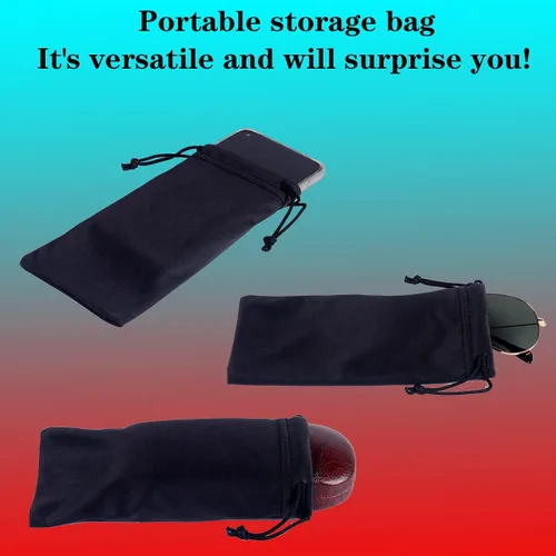Vista 7 de ADBGV 3 fundas unisex rígidas para lentes, funda protectora para gafas, funda de gafas de sol con paño de limpieza A_negro+rosa+azul