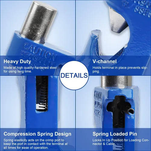 Vista 4 de Herramienta de prensado de martillo para cables y terminales de 12AWG a 2/0AWG, herramienta de prensado de martillo de cable de orejeta resistente