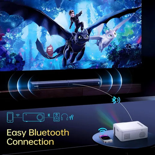 Vista 4 de Proyector con WiFi y Bluetooth, [Native 1080P Upgrade 240 ANSI] KSAN Proyector portátil, mini proyector de películas para uso al aire libre