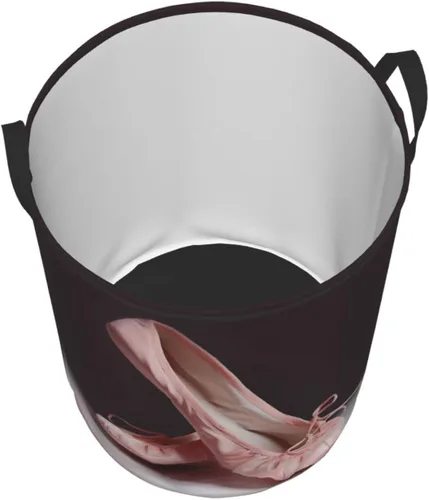 Vista 3 de Cesta circular con estampado de zapatos de ballet, impermeable, cesta organizadora de almacenamiento con asas, para ropa, juguetes, pequeña