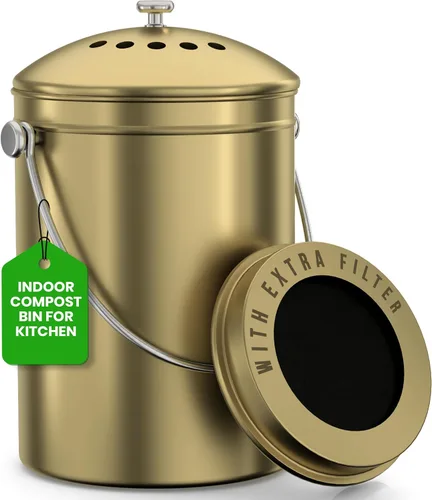 Vista 12 de Utopia Kitchen Contenedor de compostaje para encimera de cocina, cubo de compostaje de 1 galón para cocina con tapa, incluye 1 filtro de carbón
