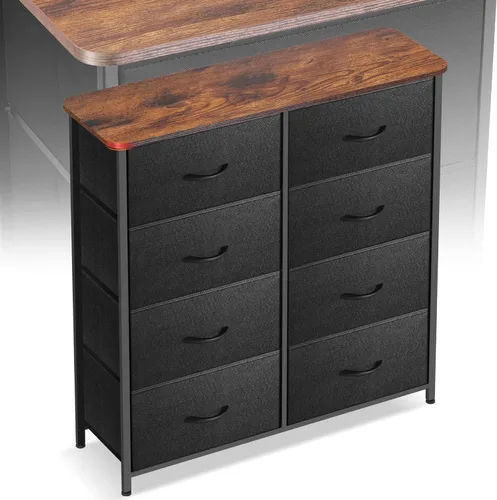 Vista 7 de Sonharlar Cómoda de perfil curvado para dormitorio, cómoda de 4 cajones de tela con parte superior de madera impermeable, cajonera para pasillo