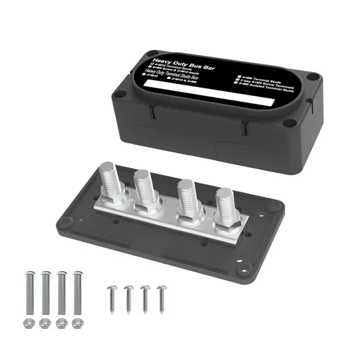 Vista 26 de Barra de bus 250A 12V Bloque de distribución de energía con 3/8 pulgadas (M10) Bloque de terminales de 4 postes con cubierta para automoción, Negro