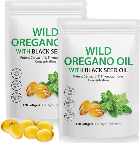 Vista 8 de Cápsulas blandas de aceite de orégano de 6000 mg por porción, 120 unidades 2 en 1 formulado con aceite de semilla negra de 200 mg, antioxidantes