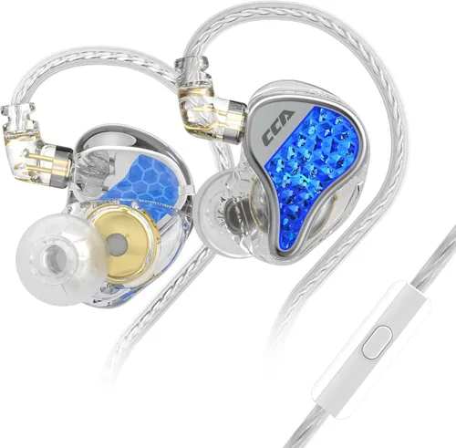 Vista 10 de CCA LYRA Extra Bass Dynamic Diver HiFi - Auriculares intrauditivos, auriculares inalámbricos desmontables con cable para música audifílica/juego Azul