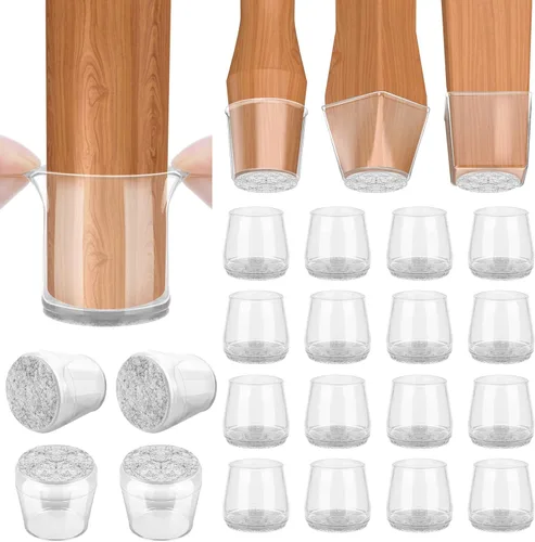 Vista 18 de BALEINE Paquete de 16 protectores de suelo de silicona para patas de silla, tapa protectora para patas de taburete, tapas antideslizantes para patas