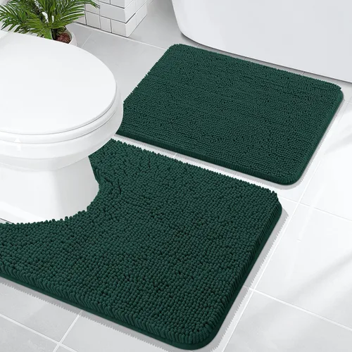 Vista 93 de OLANLY Juego de 2 alfombras de baño de felpilla suave y absorbente, antideslizantes, de secado rápido, lavables a máquina, accesorios de decoración