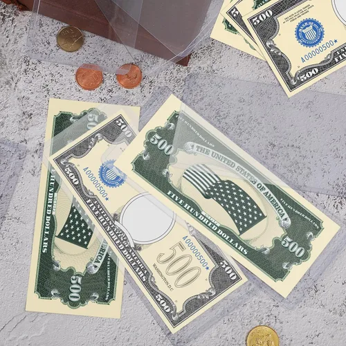 Vista 5 de Sepamoon 30 fundas para billetes de dólar, 6.9 x 2.95 pulgadas, fundas de plástico duro transparente para billetes, impermeables, soporte