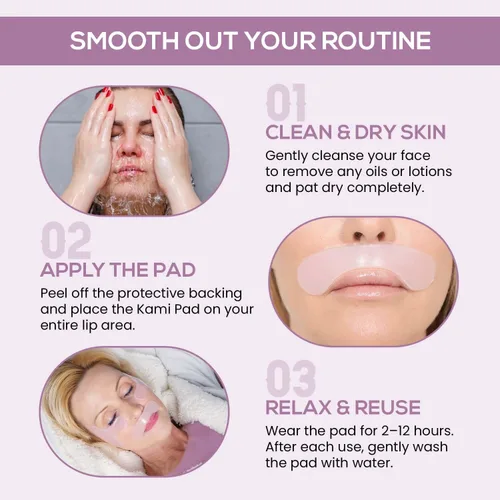 Vista 4 de Kami Pure - Almohadilla de silicona antiarrugas para labios y sonrisas, parche de colágeno reutilizable para arrugas de labios, máscara facial