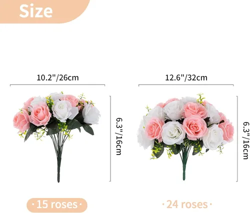 Vista 5 de NUPTIO Bolas de flores para centros de mesa de boda: 2 racimos de 24 brotes de flores falsas, arreglo de bolas de flores falsas, centros de mesa