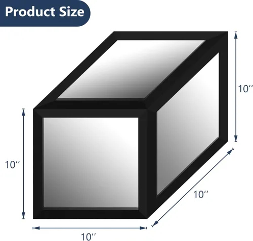 Vista 2 de Espejos cuadrados rómbicos para decoración de pared, juego de 3 espejos de pared con marco de madera para el hogar y la oficina