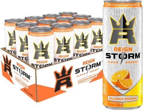 REIGN Storm, Valencia Orange, Fitness & Wellness, bebida energética de 12 onzas líquidas (paquete de 12) | Paquete de 12