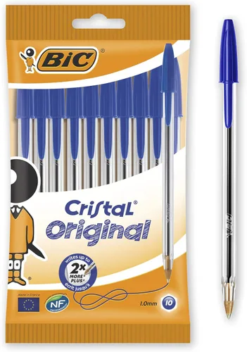 Bic Cristal Original - Bolígrafos de punta media (0.039 in, 10 unidades), color azul