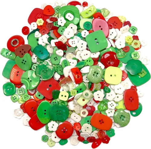 Vista 12 de Aproximadamente 600-700 piezas de botones navideños para manualidades con 2 y 4 agujeros, botones redondos para manualidades para decoraciones