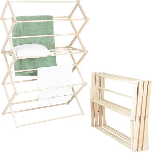 Vista 10 de Pennsylvania Woodworks Tendedero de Secado de Ropa: Tendedero de Lavandería de Madera Dura de Arce Macizo para Suéteres, Blusas, Lencería y Más