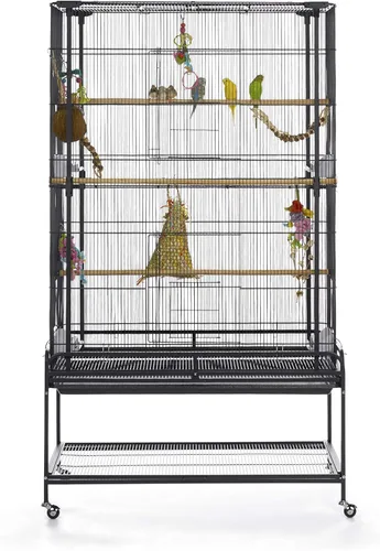 Vista 12 de Prevue Pet Products F085 - Jaula para pájaros de vuelo con soporte, color negro