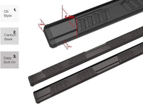 Vista 3 de HD Ridez Estribos Nerf estilo OE color negro mate compatibles con Ford F150 Super Cab 2004-2014 (excluye la edición Herity)