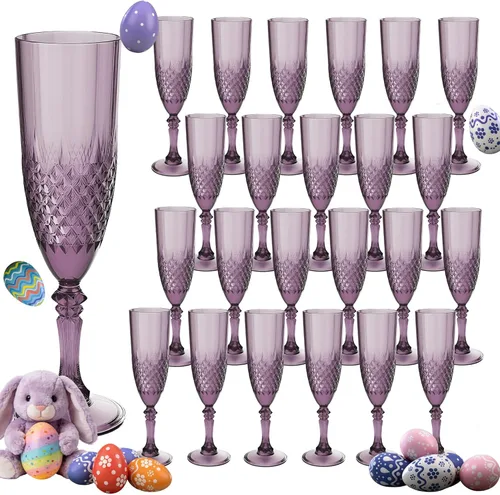 Vista 49 de Copas de champán de plástico, 12 copas de vino de plástico ámbar, inastillables, reutilizables, para bodas, despedidas de soltero, brindis y eventos