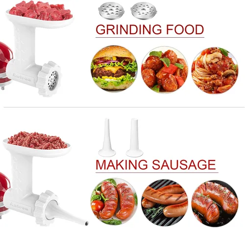 Vista 2 de Accesorios para picadora de carne de alimentos para batidoras de pie KitchenAid, excelentes accesorios para picadora de carne de grado alimenticio
