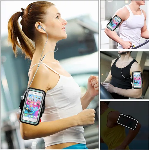 Vista 5 de Soporte para teléfono para correr, brazalete para teléfono celular, iPhone 13 12 11/13 12 Pro/13 12 11 Pro Max/XR/8 7 6s Plus, Samsung Galaxy